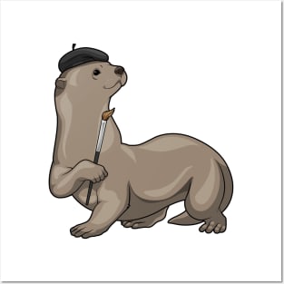 Otter Painting Paint brush Posters and Art